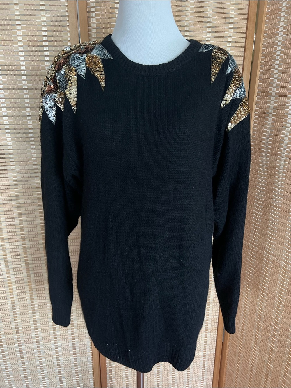 vintage Nilani black sequin shoulder sweater